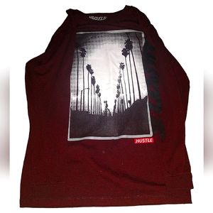 Hustle Avenue Long Sleeved Maroon Shirt